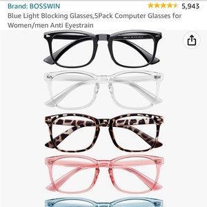 5 pack, blue light blocking glasses